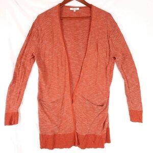 Madewell Summer Ryder Cardigan Sweater in Stripe XS Rusty Torch G5475